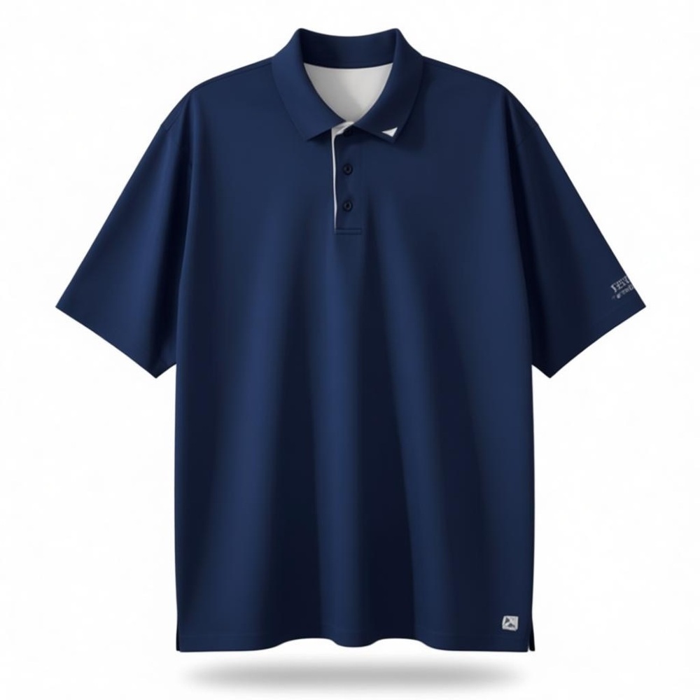 GREY GOOSE | Mens Grey Goose Logo 3-Button Collared Blue Cotton Polo | XL